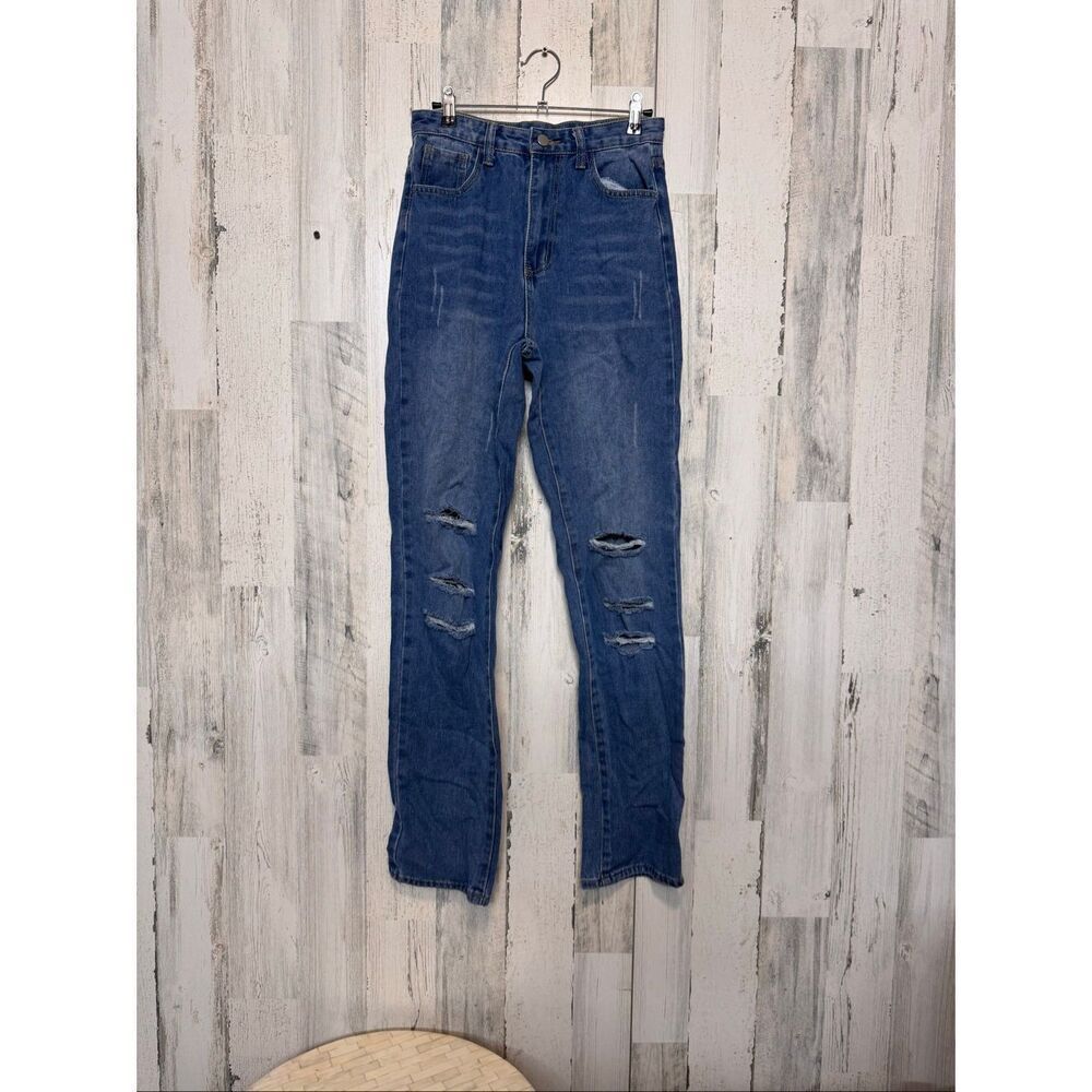 Women’s Distressed Skinny Jeans Small Blue High Rise Ripped Denim Pants